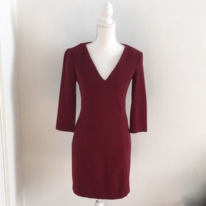 Oxblood red long sleeve shift dress